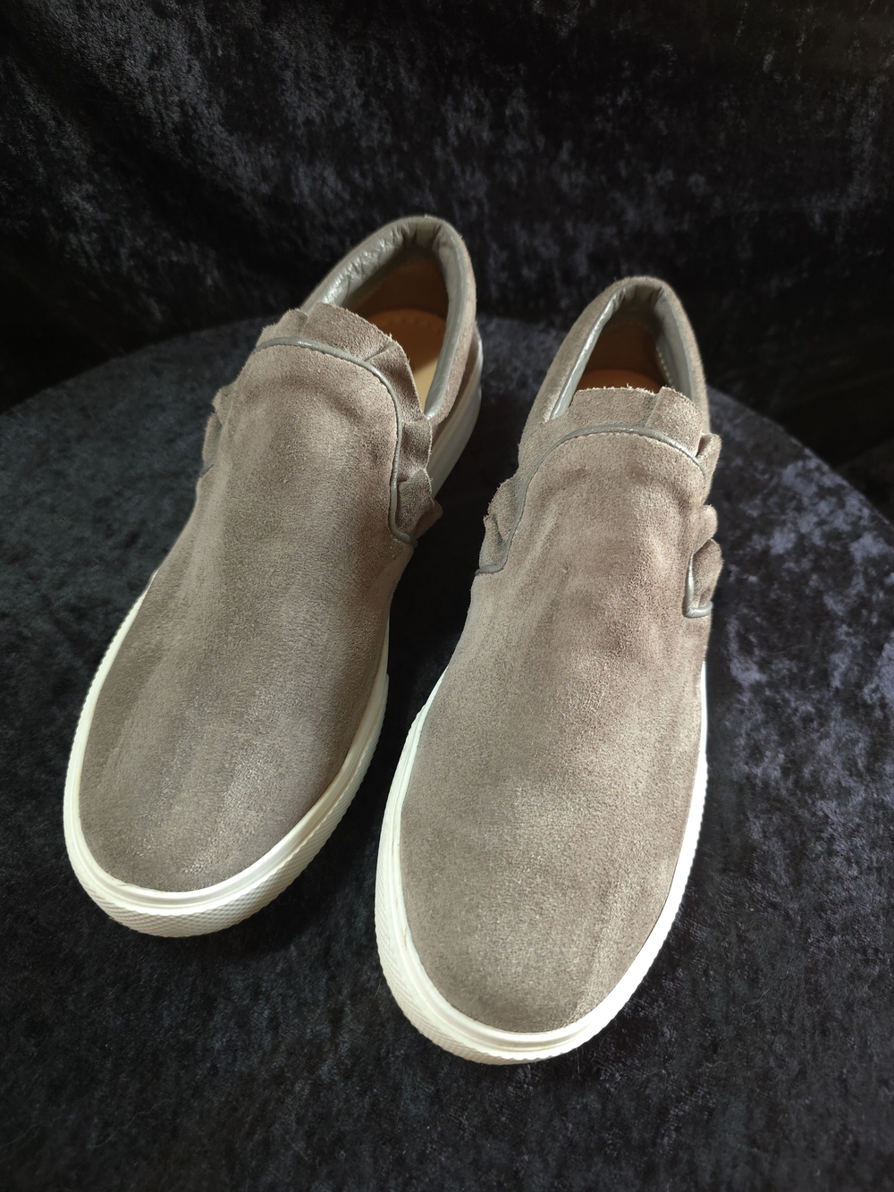 Kaanas Suede Slip-On Flats in Taupe